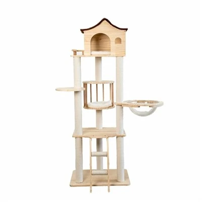 Wooden Three-Level Cat House